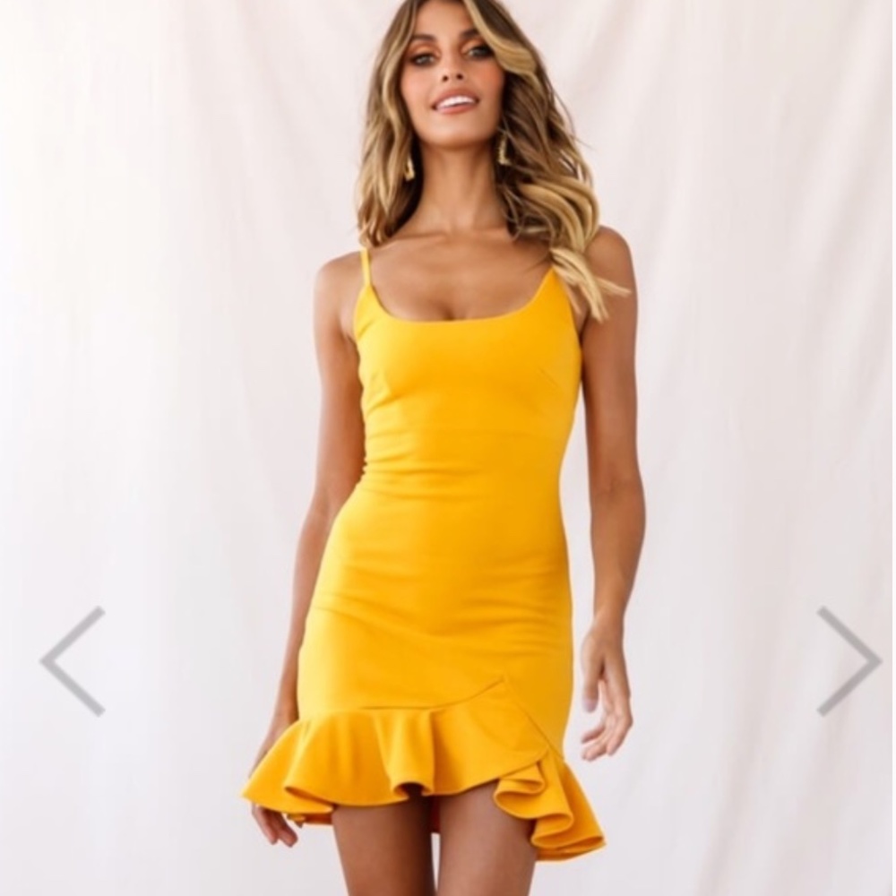 Selfie Leslie - Emoji Bodycon Mini Dress Mustard